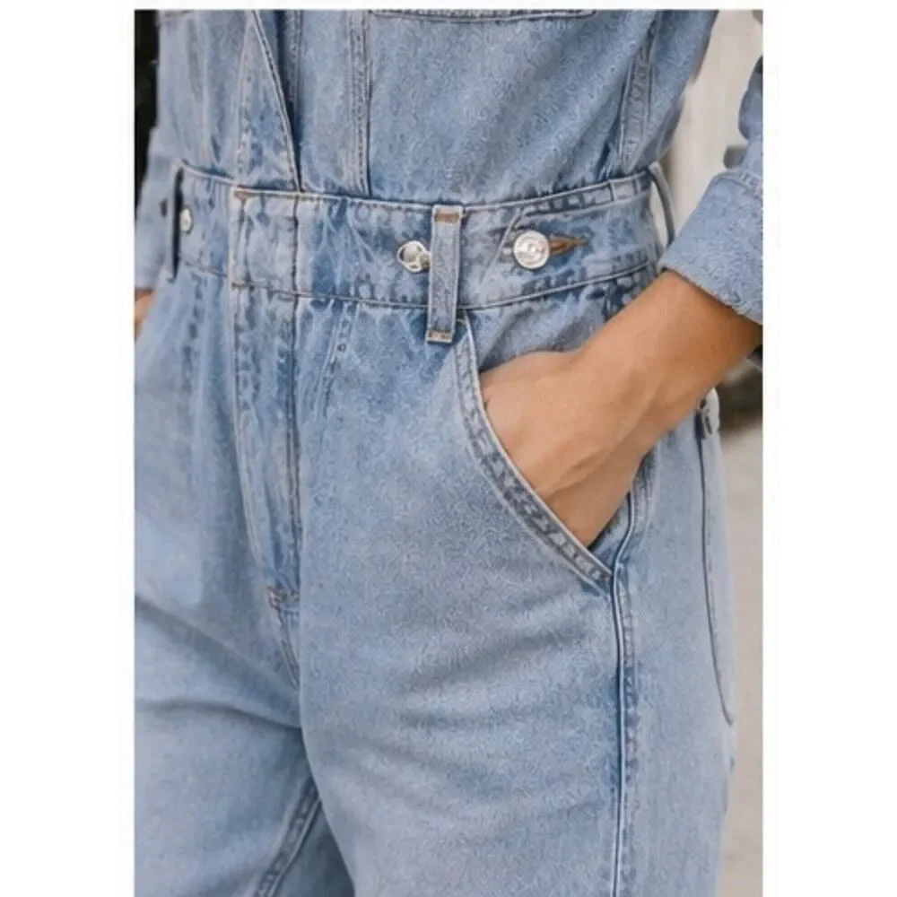 Citizens of Humanity Utility Denim Y2K Jumpsuit Light Wash Zip Front Size M - Picture 5 of 12